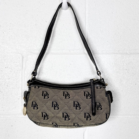 Dooney & Bourke DB Monogram Shoulder Bag Y2K Vintage Small Brown Black - Picture 1 of 10